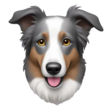 Elderly, greying, smooth-coat female border collie with a patch pink above her black nose. sticker