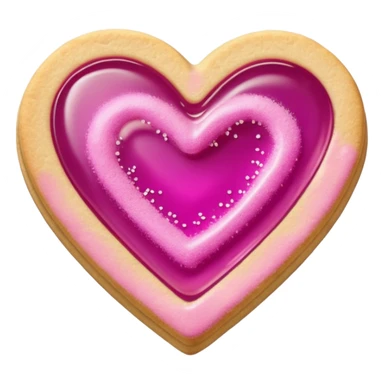 Realistic shortbread cookie in the shape of a heart with light margenta jelly middle filling and sprinkled powder sugar on top. sticker