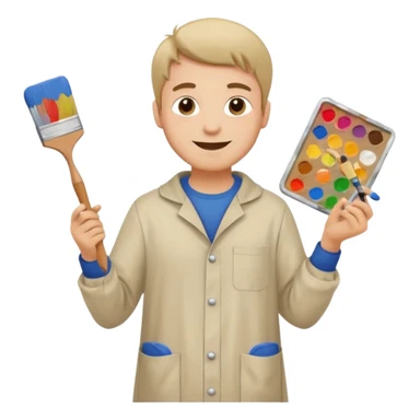 happy man painting a picture full body sticker