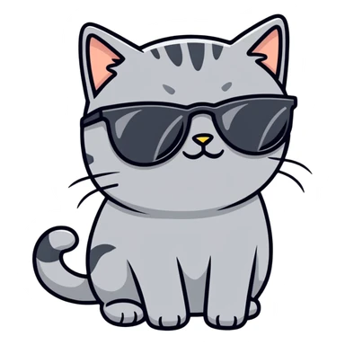 Solid Grey Cat with sunglasses sticker