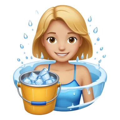 An ice bucket being poured on top of a girls head sticker