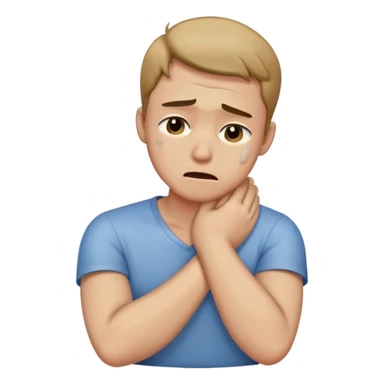 guy crossing arms holding neck crying sticker