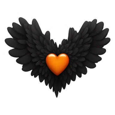 Deep orange heart with black wings around it sticker