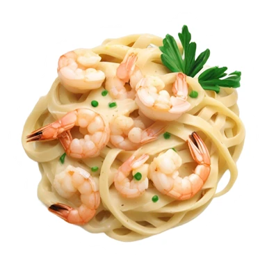 Shrimp Alfredo with garlic bread  sticker