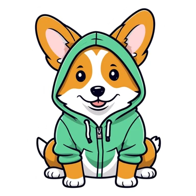Corgi in a hoodie sticker