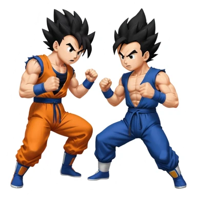 Goku vs Vegeta clashing punching struggling querral fight  sticker