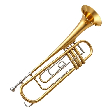 Cinematic Realistic Trombone, sleek brass slide extending dynamically, subtle scratches adding authenticity, warm golden reflections bouncing off the metal, glowing with a bold and resonant musical energy. sticker