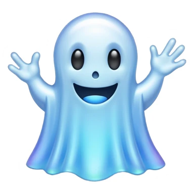 Holographic chrome happy cartoon ghost sticker