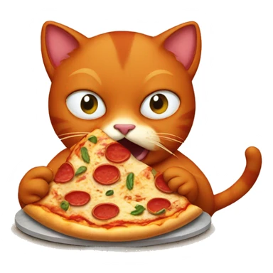 Red cat eating pizza  sticker