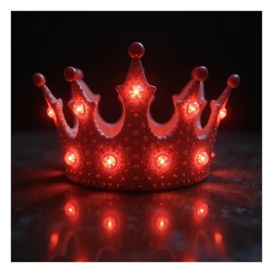 realistic glowing red crown with gems, photorealistic style sticker