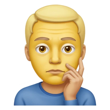 person tipping hand emoji, yellow face, hand on chin, raised eyebrow, thinking expression sticker