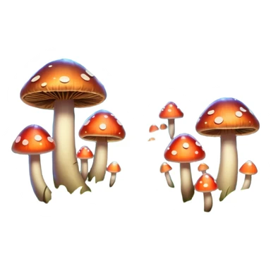 A stylized fantasy forest with glowing mushrooms and colorful leaves. sticker