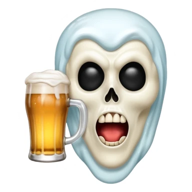 Halloween scream mask with beer sticker