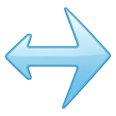 Extremely simplistic white arrow with light blue outline pointing. make the point only on one side sticker