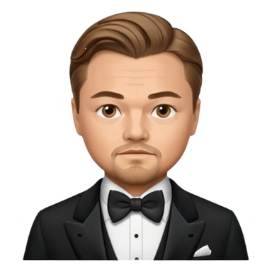 Illustrate Leonardo DiCaprio in a tuxedo with a classic suave expression. sticker