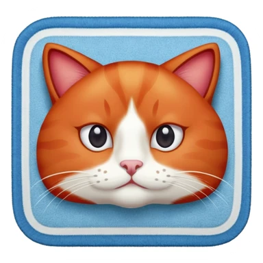 red chat with white spot under and in the middle of the face on a Arab light blue rug sticker