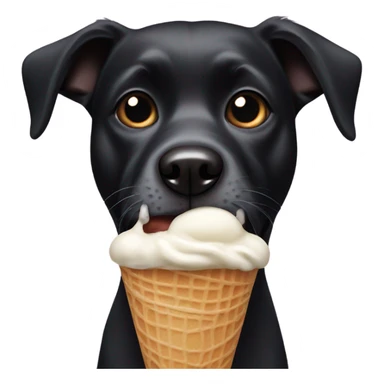black dog eating ice cream   sticker