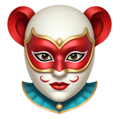 circus masked performer portrait, head and shoulders only, elegant carnival mask, dramatic costume collar, mysterious expression, 3D cartoon, mobile game icon style, clean background, no text, no watermark sticker