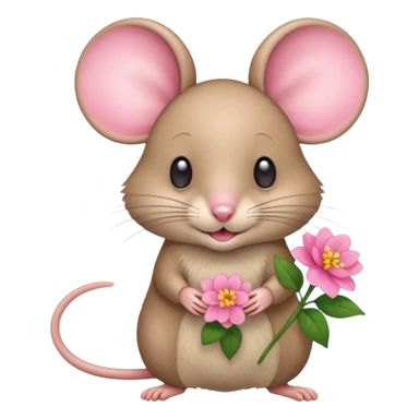 mouse holding flower sticker