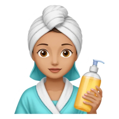 woman with a towel on her head and shampoo in her hand sticker