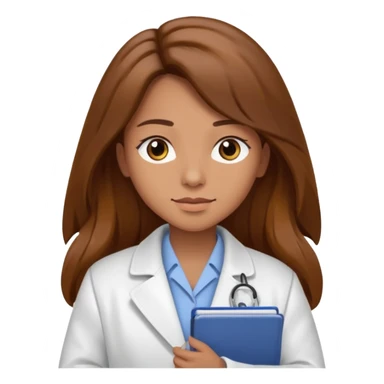 psychiatrist or therapist, mental health professional with notebook dressed like ad doctor with long brown hair  sticker