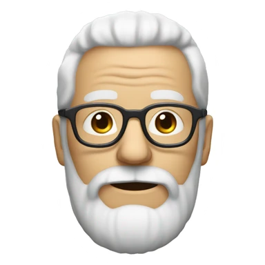old man  with white small wavy hair and full big beard with specs sticker