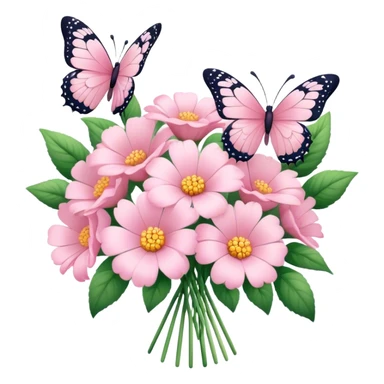 pastel pink bouquet with butterflies sticker