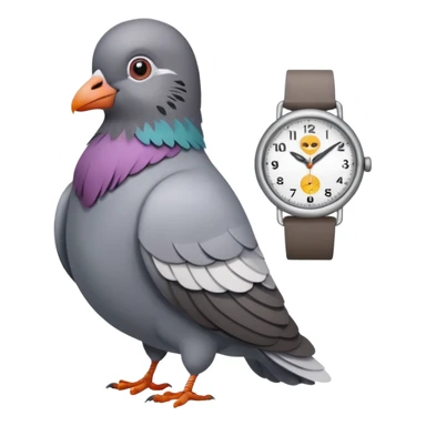 A pigeon with a watch sticker