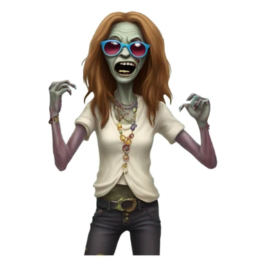  janis joplin zombie dancing, who wears circle glasses sticker
