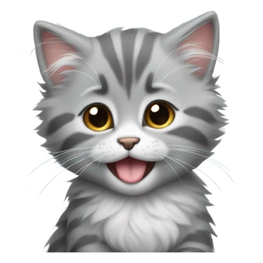 Cute fluffy grey kitten with tongue out sticker