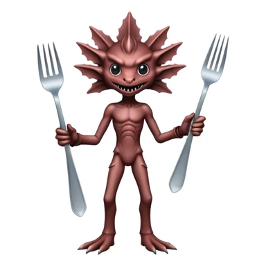 A demogorgon holding a fork sticker