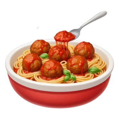 pasta and meatballs and sauce in a bowl sticker