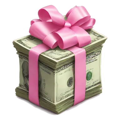 Stack of money tied with pink bow  sticker