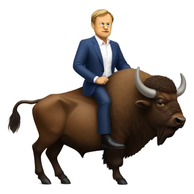 donald tusk riding on an european bison sticker