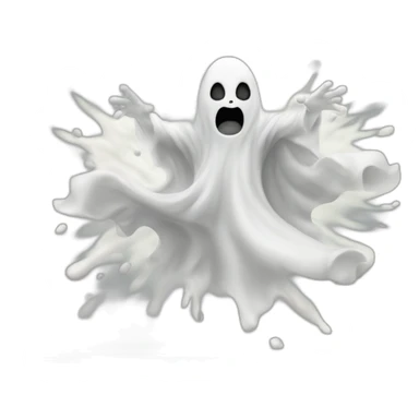 ghost blasting out of a wall and ejecting a spray of greyish white milky substance from lower torso in all directions sticker