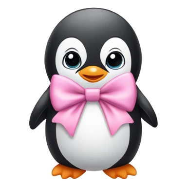 cute baby penguin with a pink bow sticker