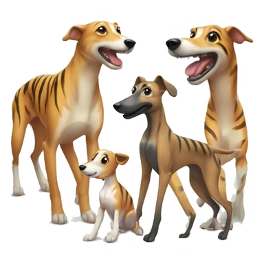 Fawn tiger greyhound playing with people sticker