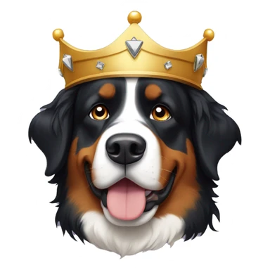 Bernese mountain dog wearing a crown sticker