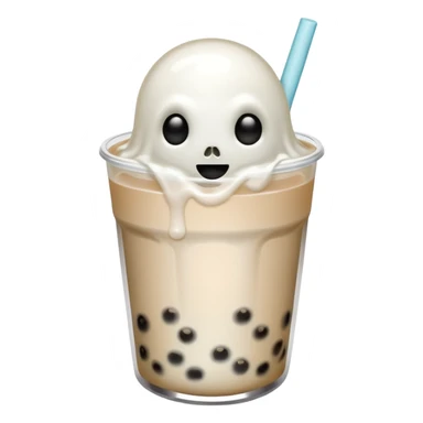 floating ghost holding boba tea  sticker