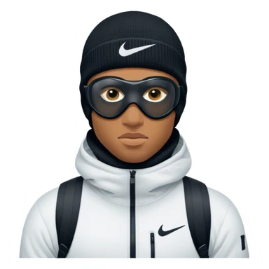 Man Emoji (Lightskin Black) in a nike ski mask sticker