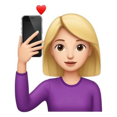  woman holding her phone having selfie sticker