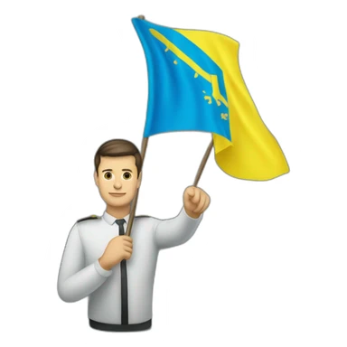Volodymyr-Zelenskyy-with-the-flag-of-Ukraine-in-his-hands sticker
