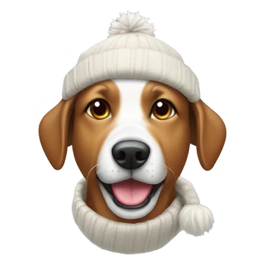 Dog with winter hat sticker