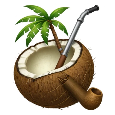 Green Coconut with open and with pipe sticker