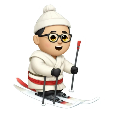 Kim jong un skiing in a toga  sticker