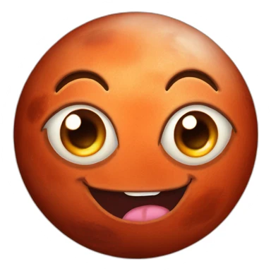 planet Mars with a cartoon grinning cat face with big eyes sticker