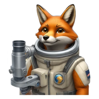 fox in a cosmonaute suit and a telescope sticker