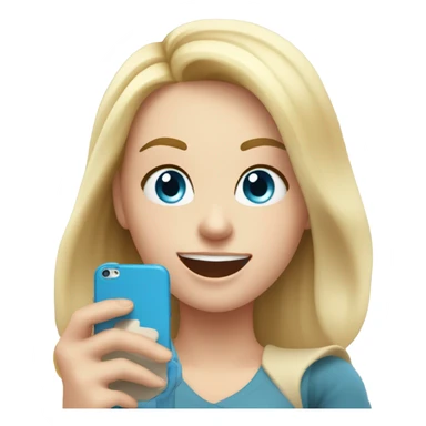 Screaming white girl with blonde hair and blue eyes in wheel chair taking selfies with iPhone sticker