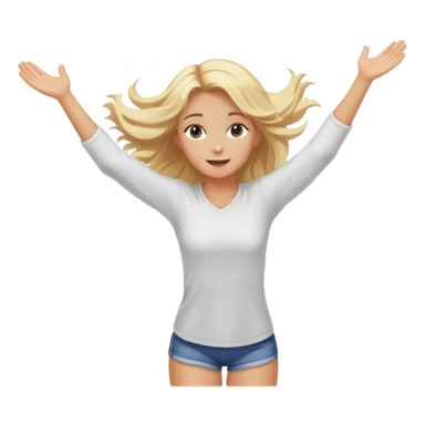 girl at beach with arms outstretched and hair blowing in a pleasant breeze sticker