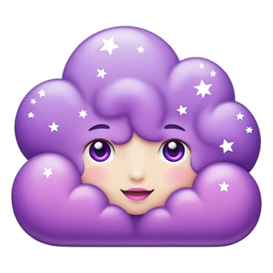 I want a purple cloud that's not like this one ☁️ but has a realistic shape without changing its appearance. The cloud should have a slightly white shaded part and should be starry but still purple/pink. No face or other color. sticker